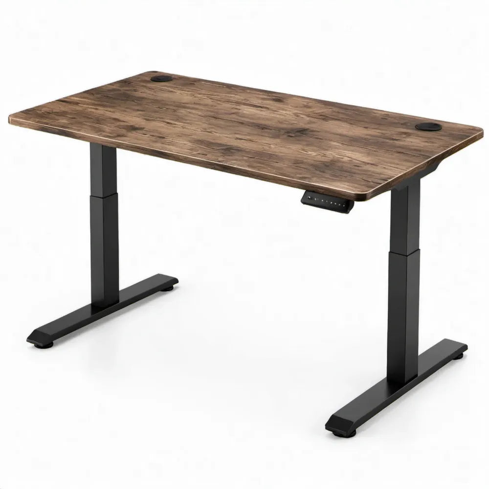 Elektrisch verstelbaar bureau 120 x 60 cm, hoogte 72-118 cm, bruin/zwart