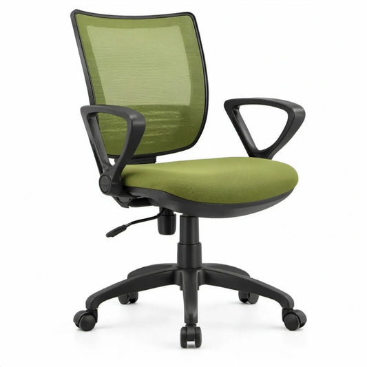 Ergonomische draaibare bureaustoel met armleuningen, groen/zwart, 60 x 60 x 90-100 cm