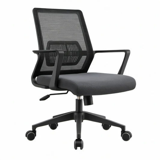 Ergonomische bureaustoel met verstelbare zithoogte en armleuningen, zwart, 61 x 61 x 95-105 cm