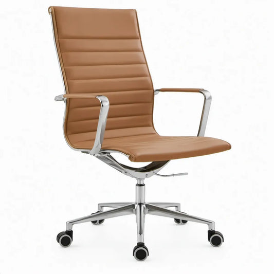 Ergonomische bureaustoel met hoge rugleuning, PU-kunstleer cognacbruin, 66 x 68 x 112-122 cm