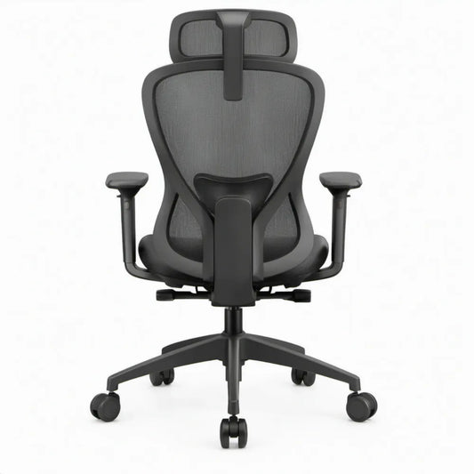 Ergonomische bureaustoel met hoofdsteun en verstelbare armleuningen, zwart, 66 x 66 x 116-126 cm