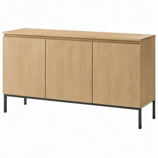 Dressoirkast met 3 deuren en 2 legplanken, 160 x 40 x 85 cm, eikenkleurig/zwart