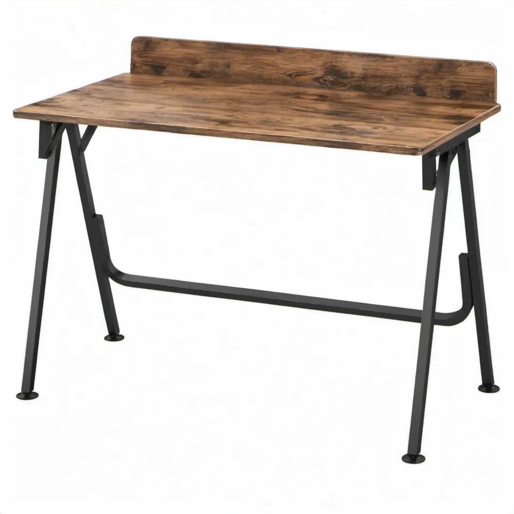 Industrieel bureau met achterpaneel 120 x 60 x 75 cm Bruin/Zwart MDF en staal