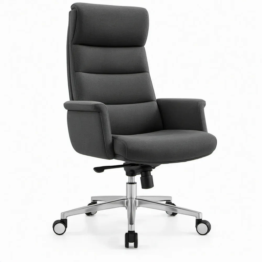 Ergonomische draaistoel met hoge rugleuning en armleuningen, donkergrijs, 66 x 70 x 118-128 cm