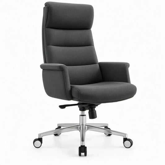 Ergonomische draaistoel met hoge rugleuning en armleuningen, donkergrijs, 66 x 70 x 118-128 cm
