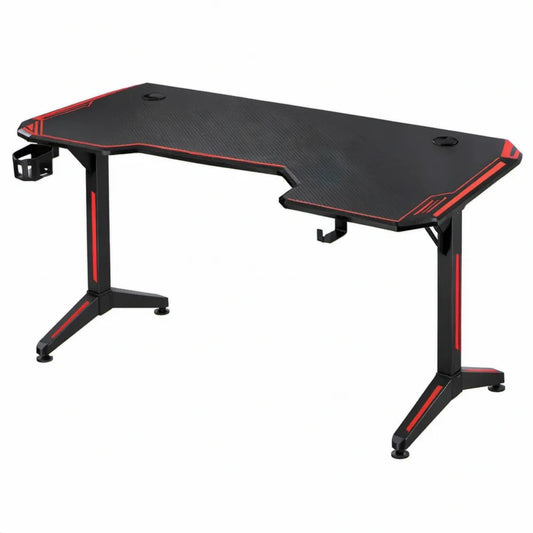 Gamingbureau 120 x 60 x 75 cm met MDF-blad en stalen frame - Zwart/Rood
